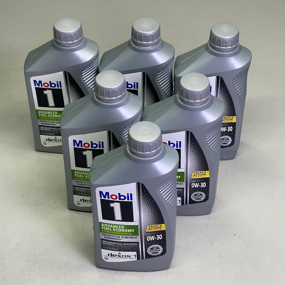 Z@ MOBIL 1 (6 PACK) Advanced Fuel Economy Full Synthetic Motor Oil 946 mL 0W-30 New, Box Condition Varies