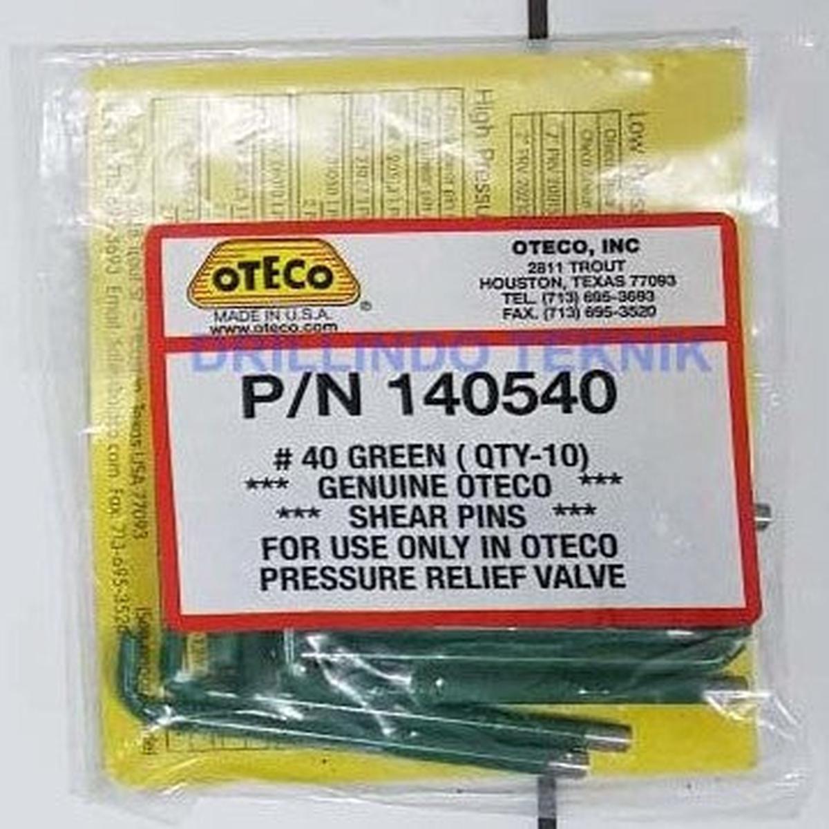 Oteco Pins Green #40 10Pk 140540